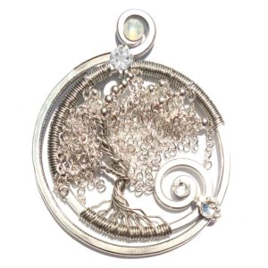 Tree of Life Weeping Willow Swirling River Silver Moonlight