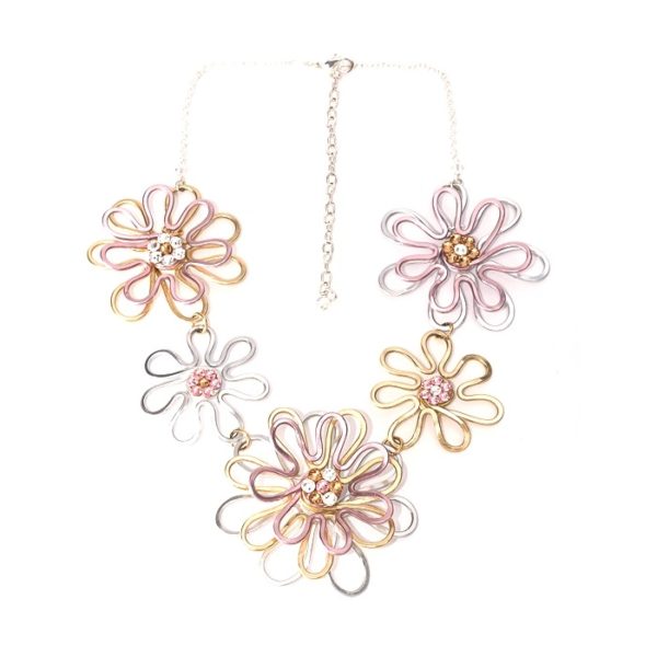 Daisy Chain Necklace Mixed Gold