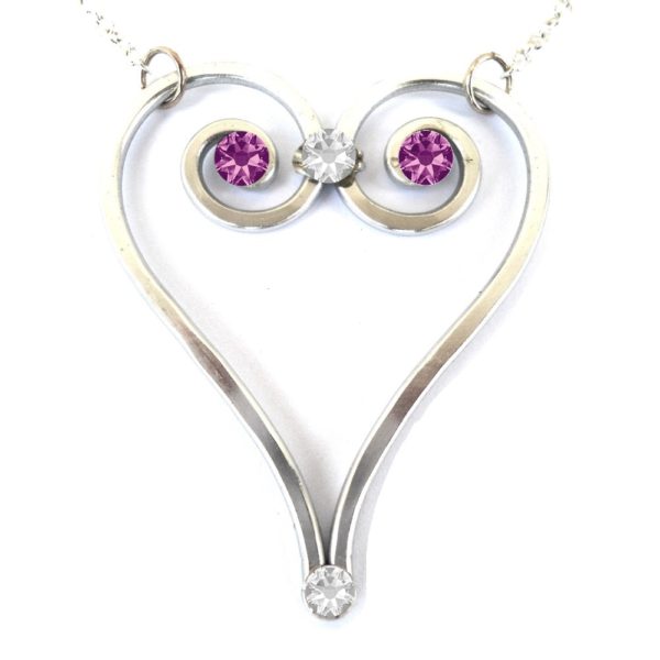 Heart Necklace Silver Amethyst Main
