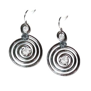 Spiral Earrings Silver Crystal Ice