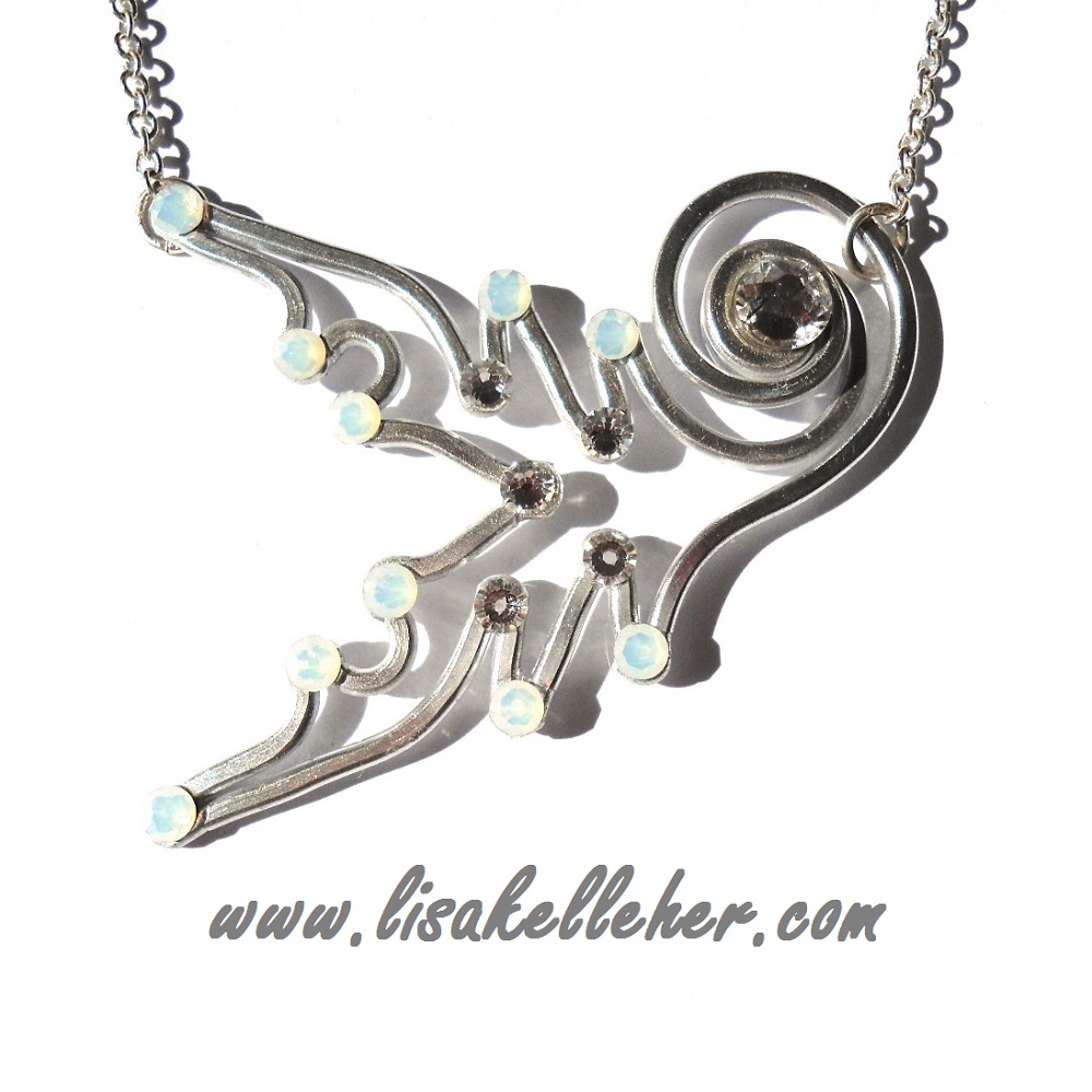 Mermaid Tail with Wave Necklace Silver Starlight | Lisa Kelleher 