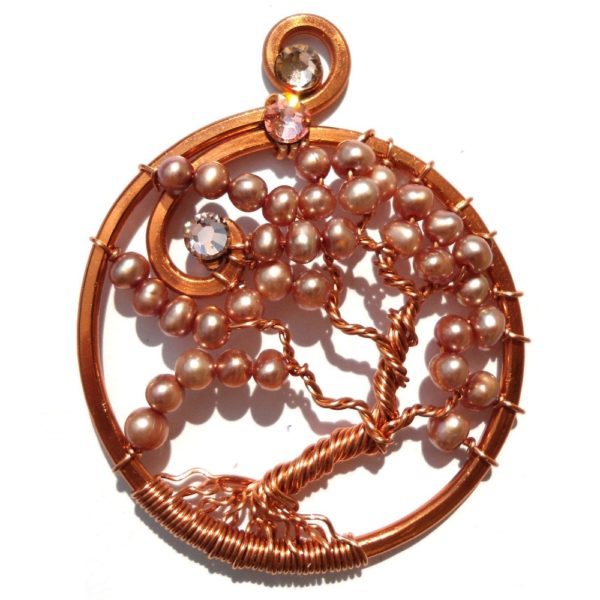 Tree of Life Autumn Leaves Pendant Copper Rosewood Main