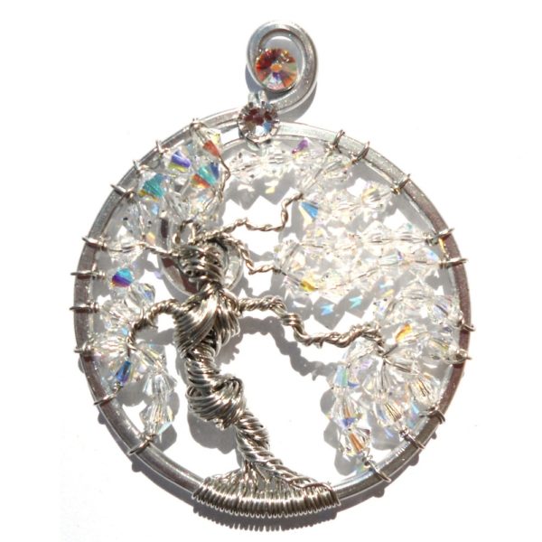 Tree of Life Goddess Pendant Silver Opalescent