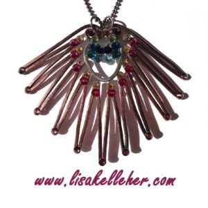 Peacock Feather Necklace Bronze and Charcoal